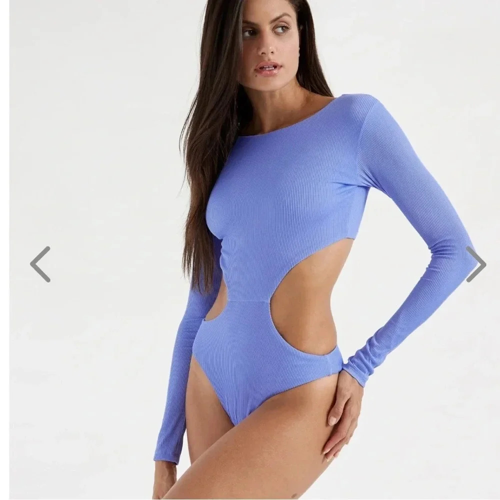 NWT OneOne Swimwear One Piece Swimsuit Bikini Alaskan Blue Monokini Medium New